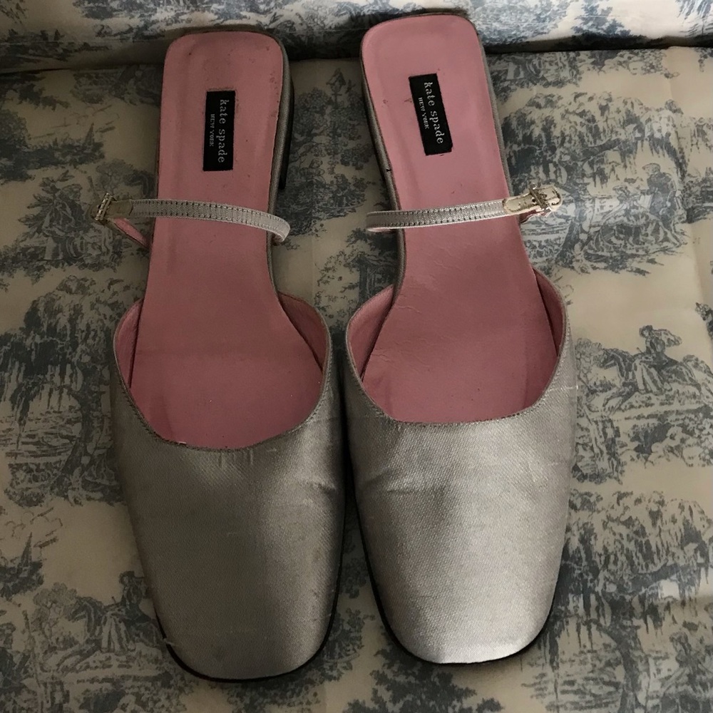 kate spade Silver Slip-On Sandals with Pink Insole